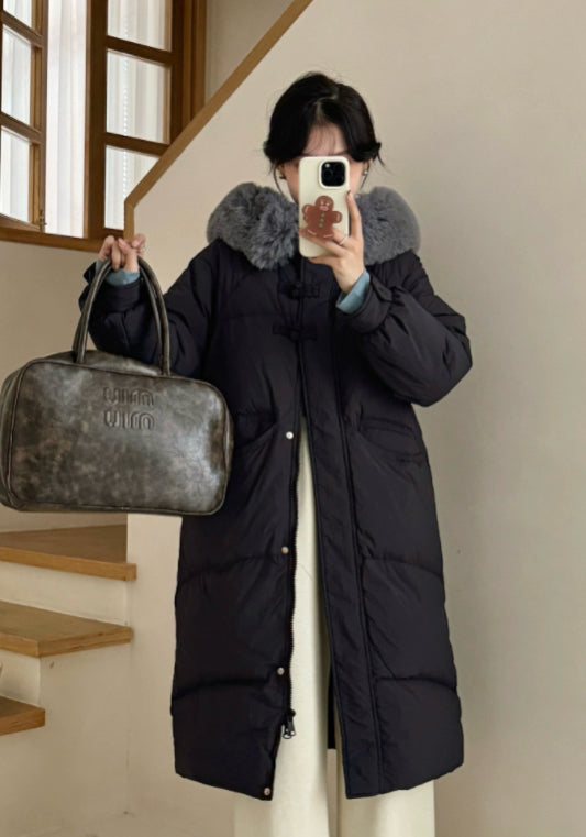 Long fluffy down jacket