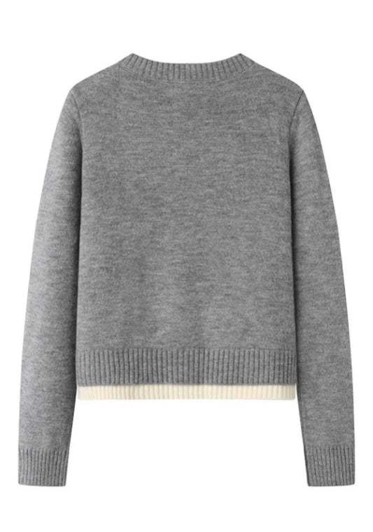 灰色立體花針織衫