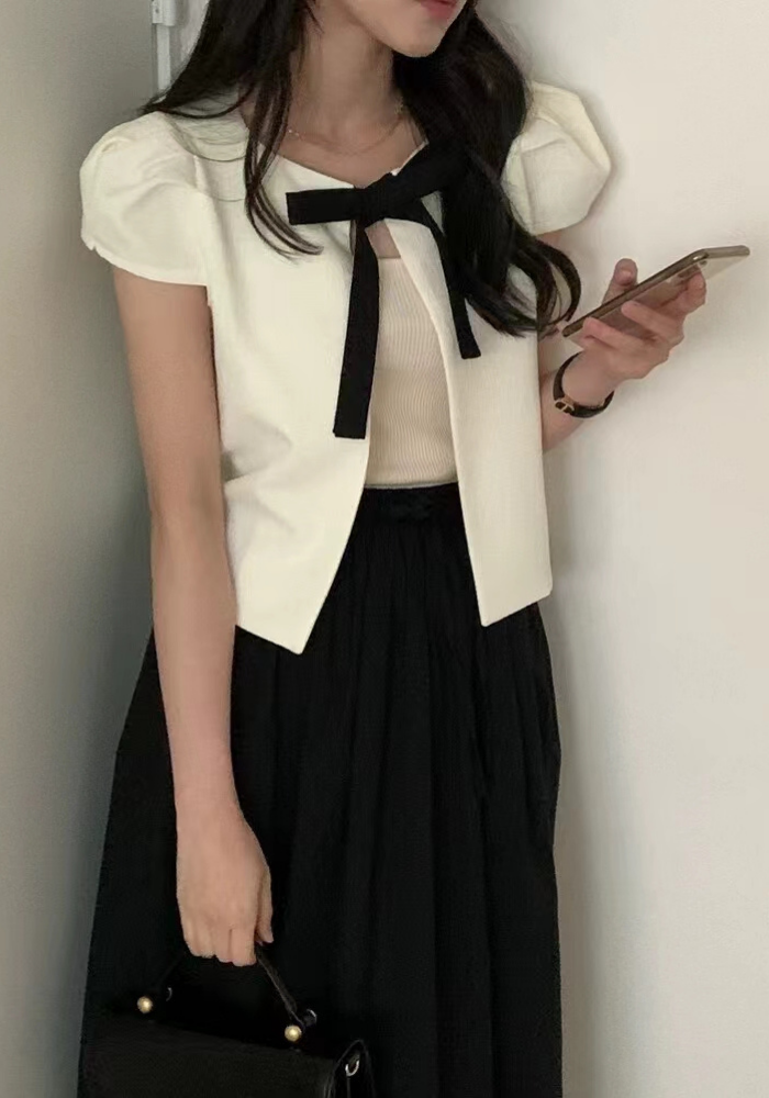 蝴蝶結繫帶短款外套