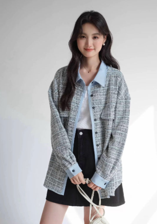 藍色小香風外套