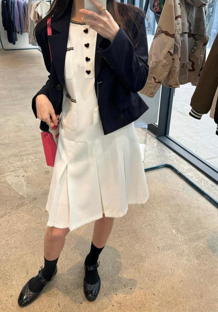 小香風愛心粗紡無袖連身裙