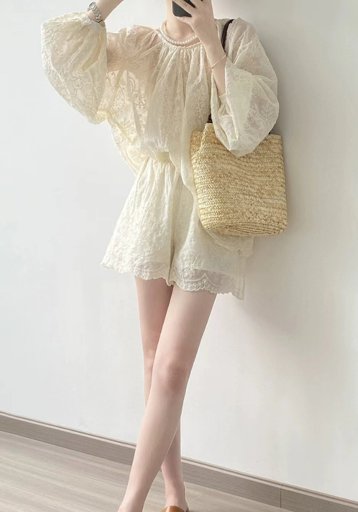 embroidered long sleeve suit