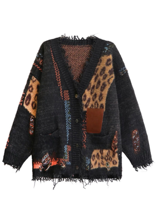 拼接設計毛衣開衫