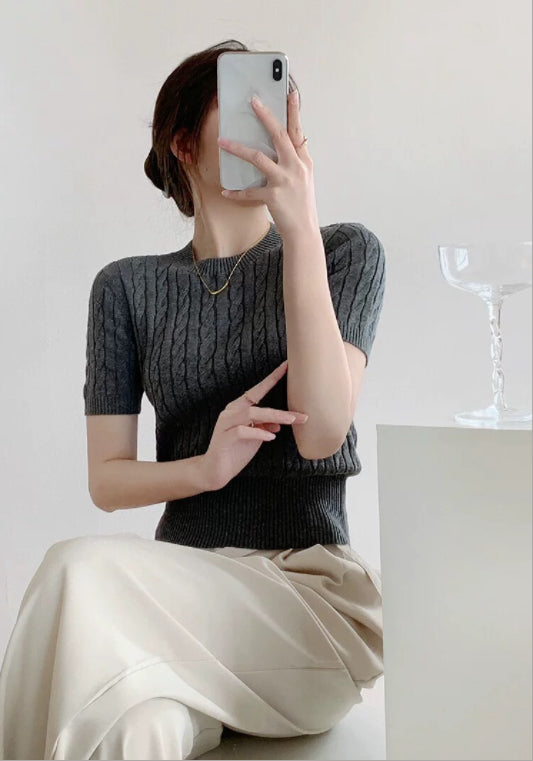 麻花針織上衣