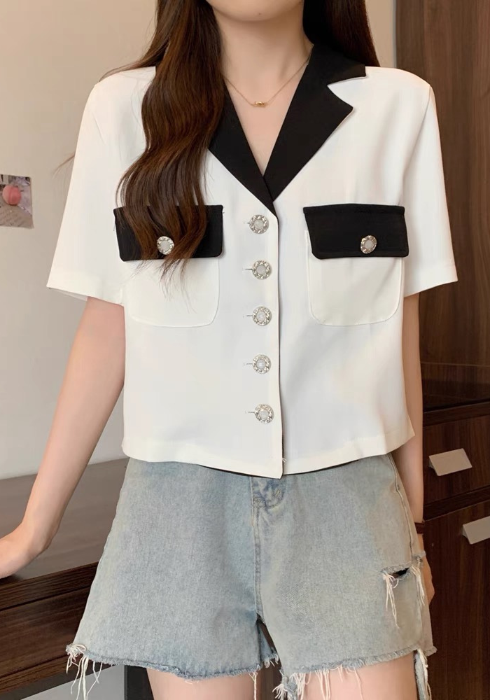 小香風短款西裝短袖