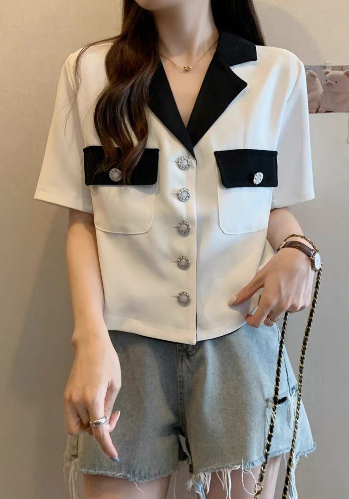 小香風短款西裝短袖