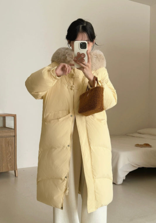 Long fluffy down jacket