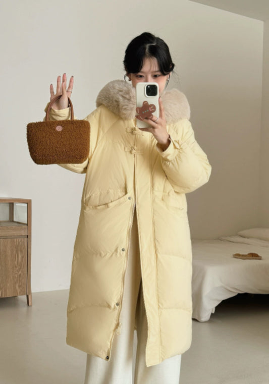 Long fluffy down jacket