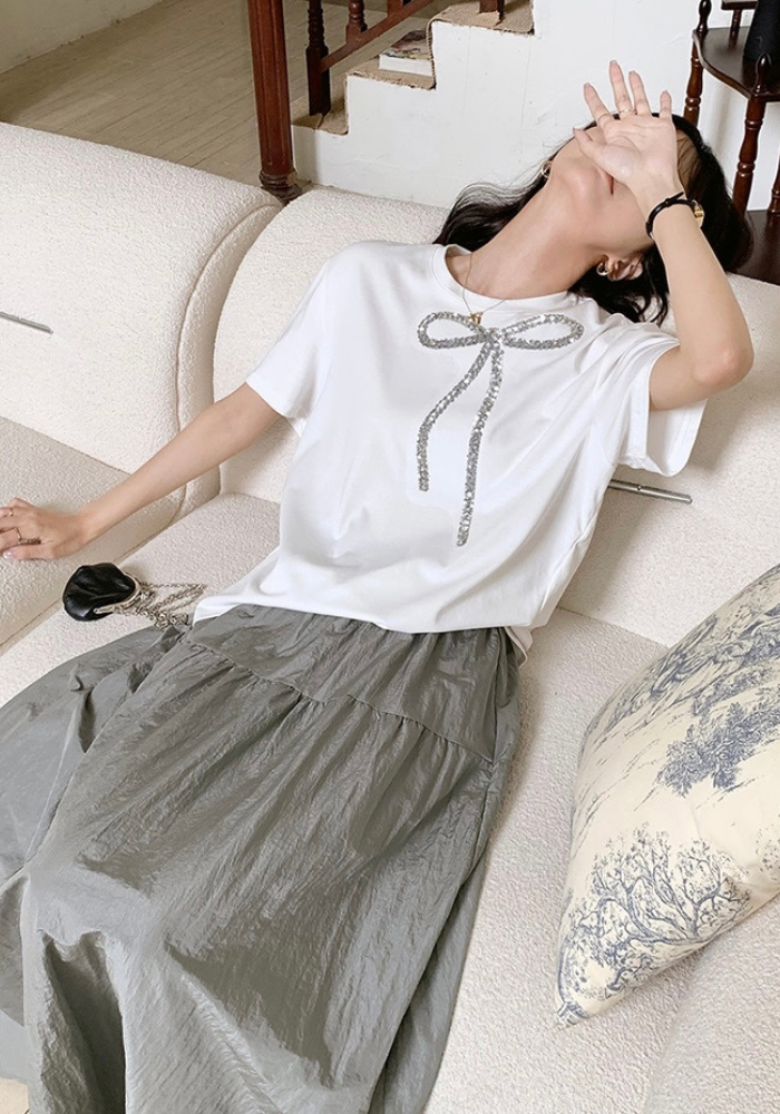 亮片蝴蝶結短袖上衣