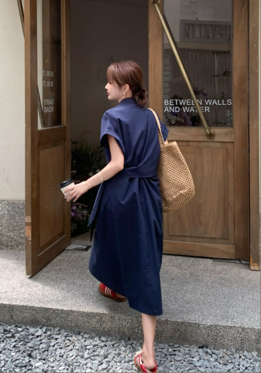 深藍襯衫裙