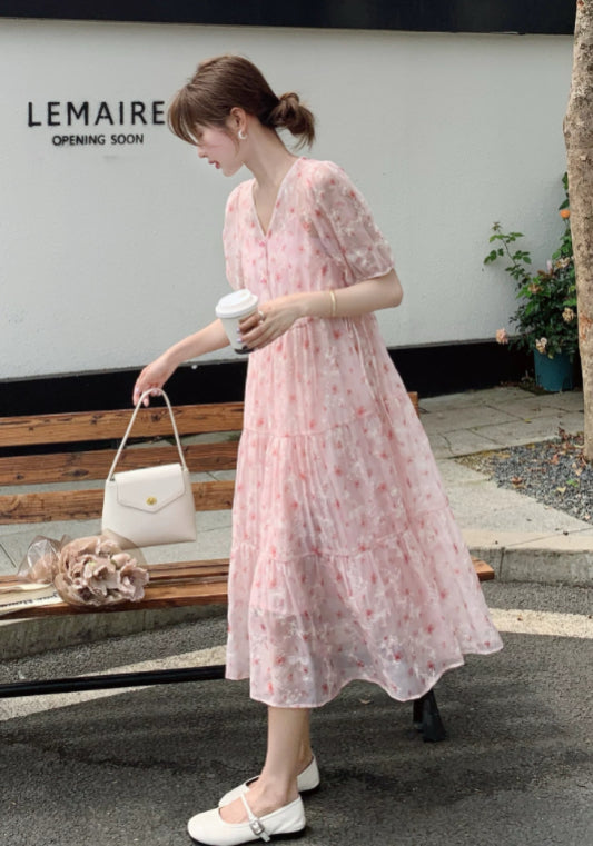 粉色花裙