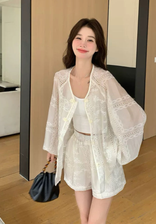 白色蕾絲套裝