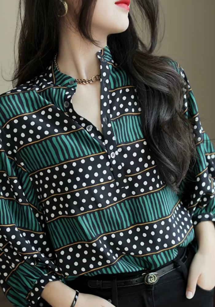 Retro printed chiffon shirt