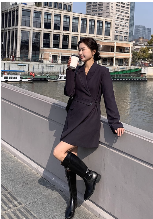 High-end black suit skirt