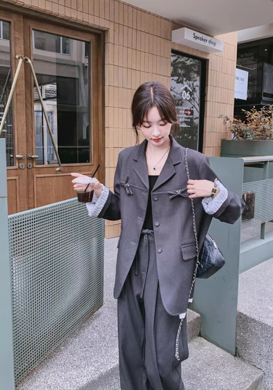 Premium gray suit two-piece suit