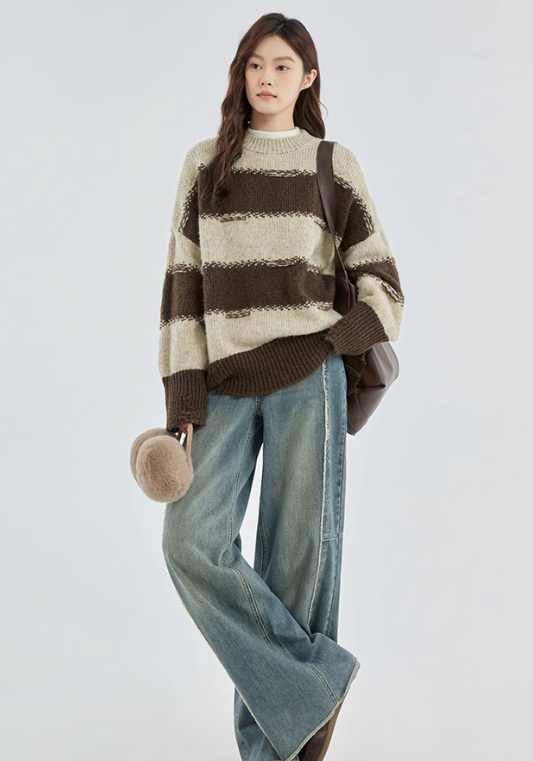 brown striped sweater