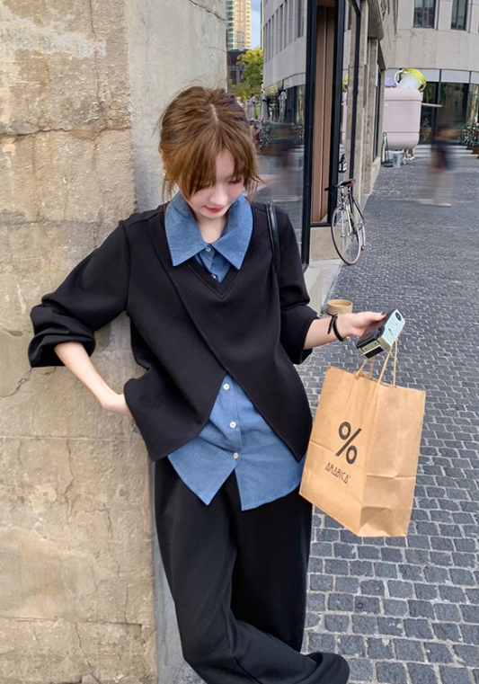 fake two piece shirt suit