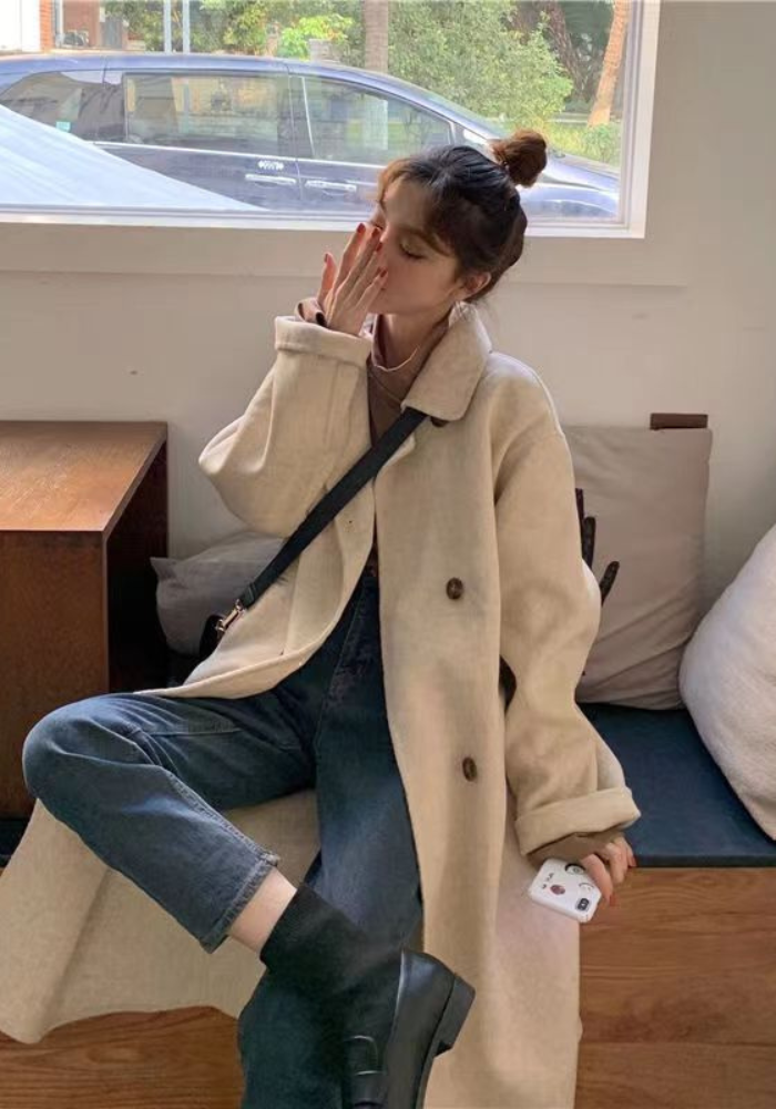 New Hepburn style wool coat
