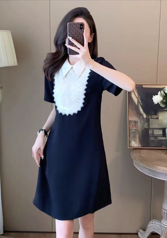 Polo collar beaded skirt