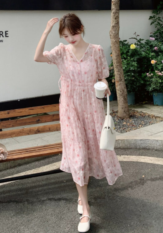 粉色花裙