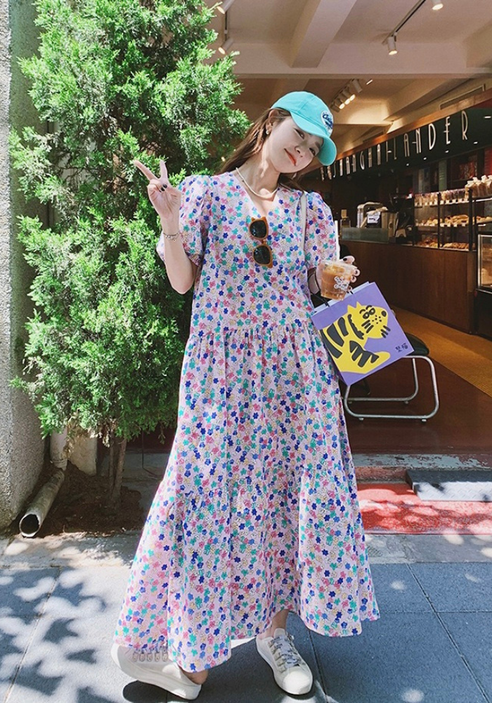 小清新碎花連身裙