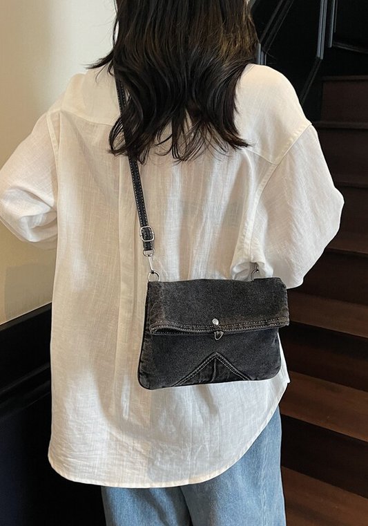 簡約翻蓋牛仔袋