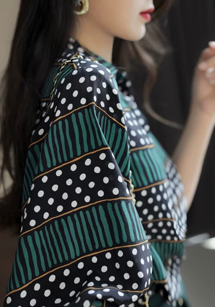 Retro printed chiffon shirt
