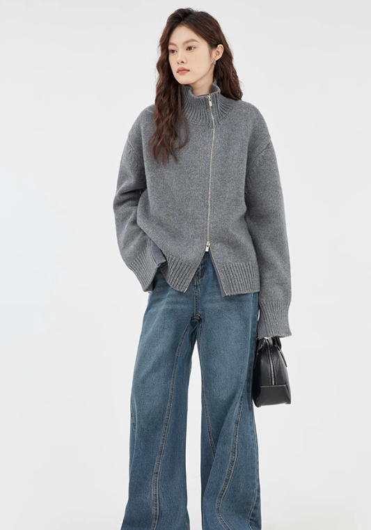 turtleneck zipper sweater