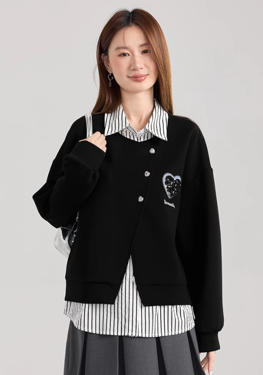 Bright diamond love patchwork sweatshirt