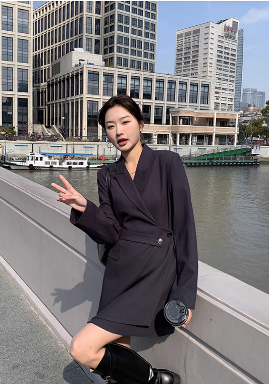 High-end black suit skirt