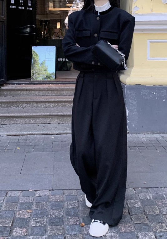 Premium black long sleeve suit