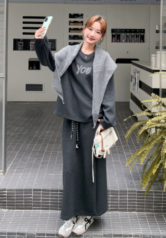 Grey sweatshirt dress set