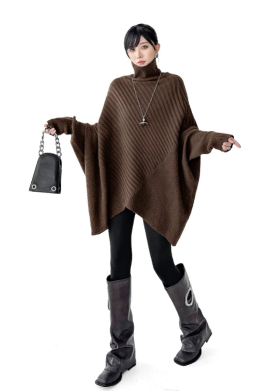 High-neck loose sweater
