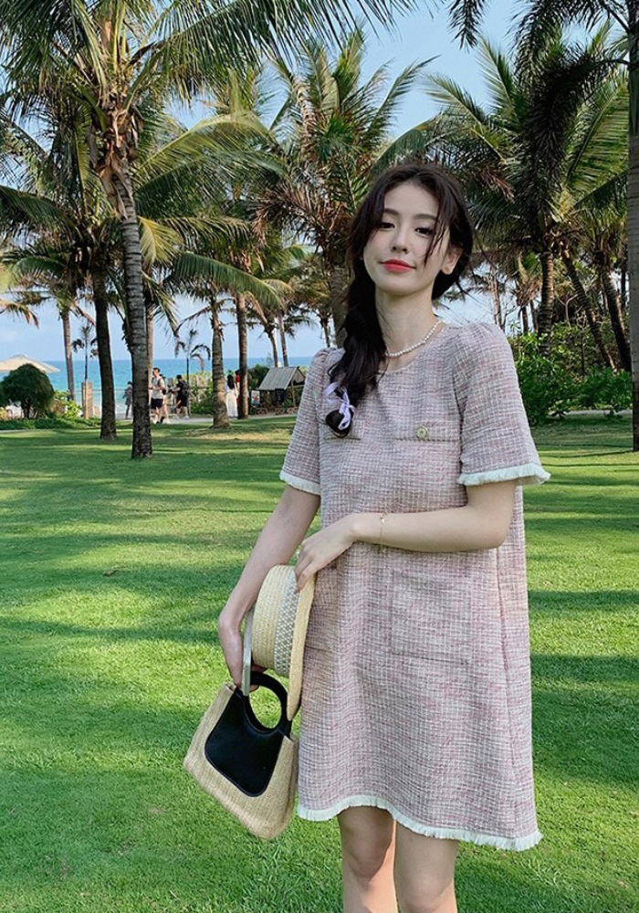 名媛女神范小香風連身裙
