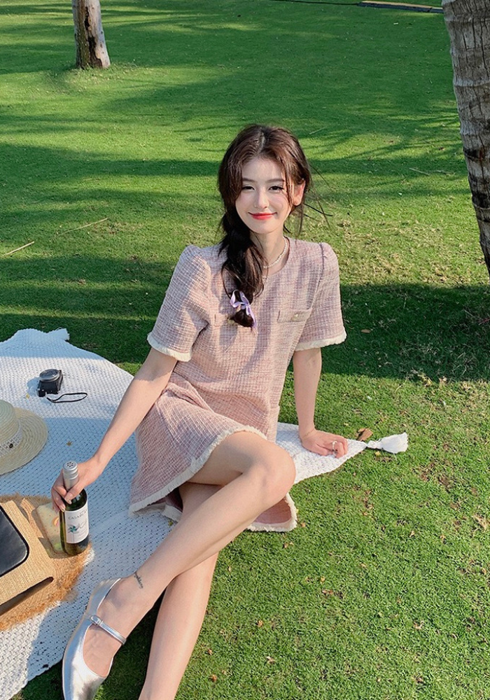 名媛女神范小香風連身裙