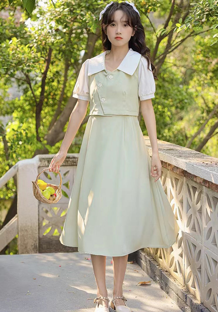 retro patchwork long skirt