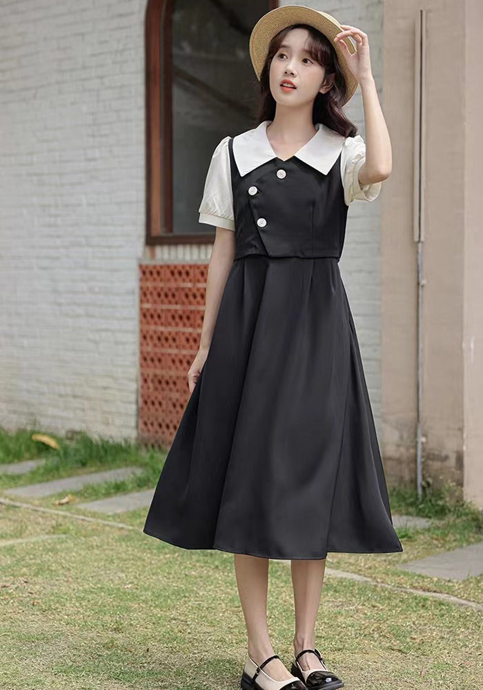 retro patchwork long skirt