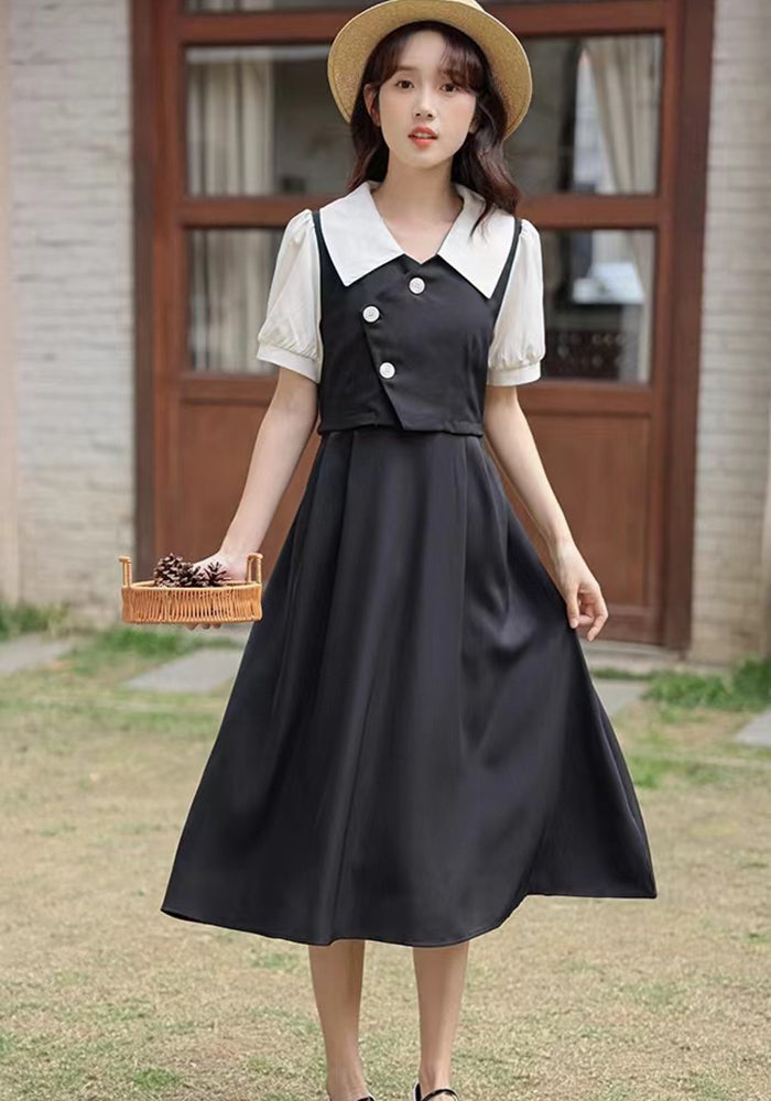 retro patchwork long skirt