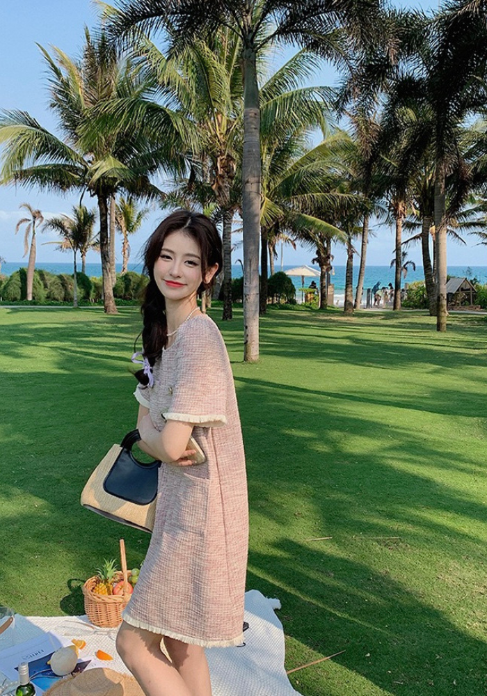 名媛女神范小香風連身裙