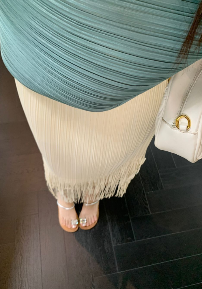 French camisole + fringed skirt