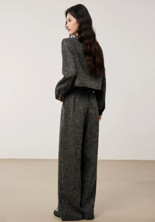 High-end gray Chanel-style suit