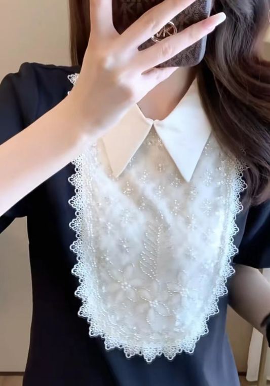 Polo collar beaded skirt