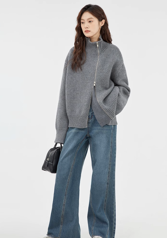 turtleneck zipper sweater