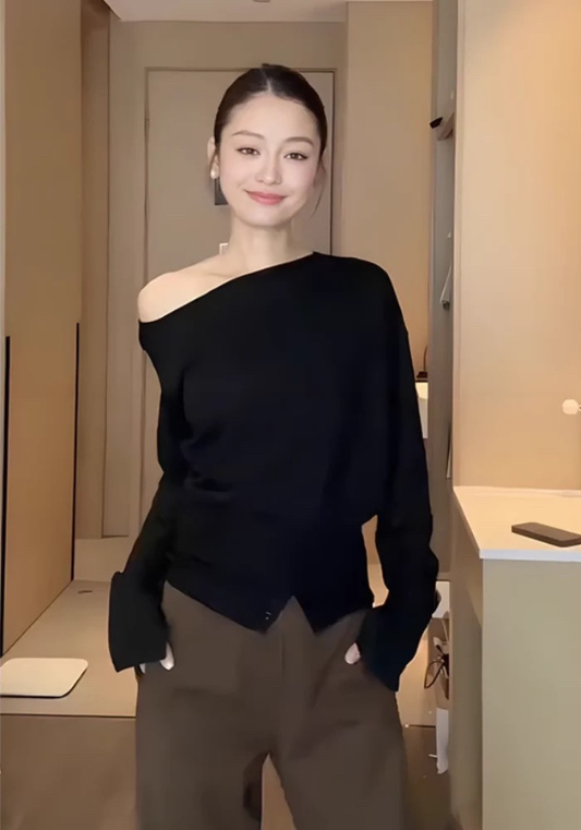 Designer off-shoulder long sleeves