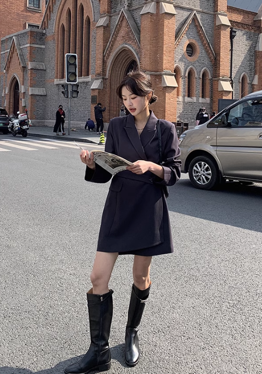 High-end black suit skirt