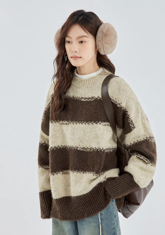 brown striped sweater