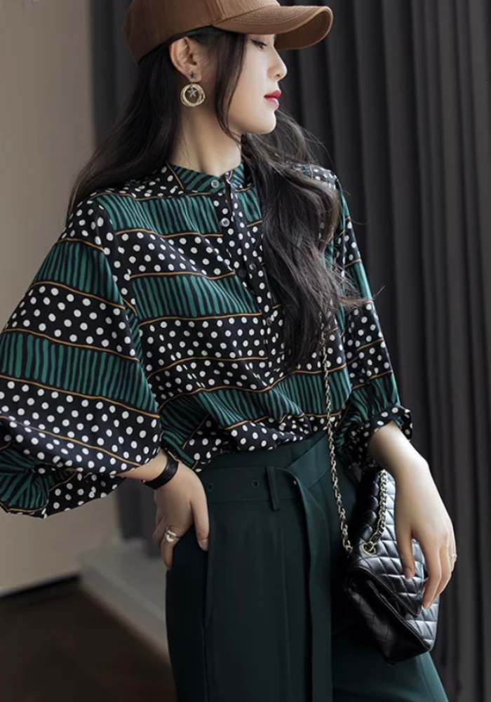 Retro printed chiffon shirt
