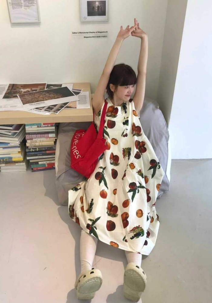 水果印花連身裙