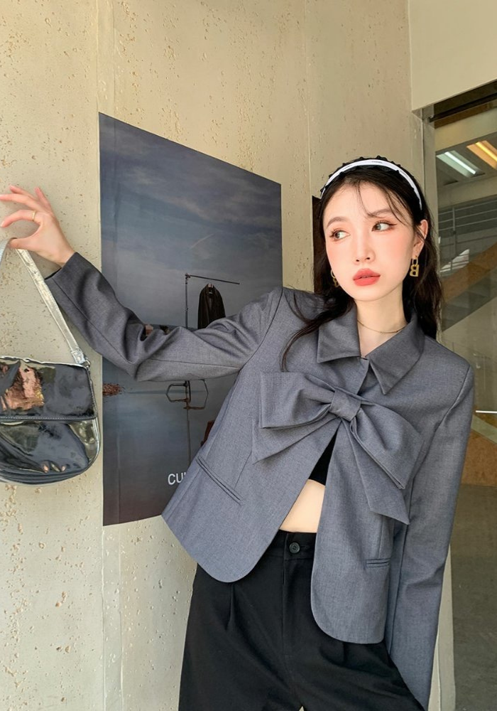 早秋蝴蝶結西裝外套
