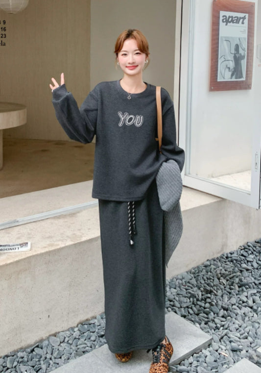 Grey sweatshirt dress set